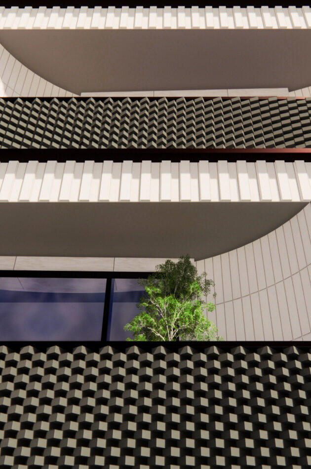 Detail of Black and White Parametric Brick laying for architectural Project - Alireza Rostami